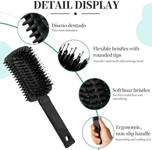 Curly Hair Brush Black, Volume Curl Defining Brush for Effortlessly Detangling Shaping and Styling Men's Women's Curls, Waves & Coils, Curly Hair Products, Reduce Frizz - Image 2