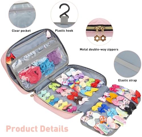 MICOM Hanging Hair Accessories Storage Bag for Girls, Hair Bow Organizer - Image 3