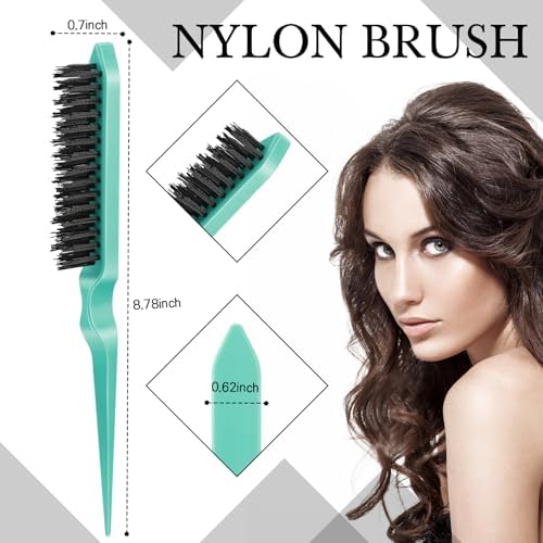 Geiserailie 3 Pcs Slick Back Hair Brush Set Bristle Brush, Yellow,Pink,Cyan - Image 4