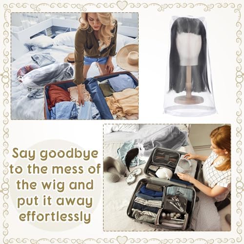 Loopeer 6 Pcs Wig Storage Bag Adjustable Wig Cover with Drawstring,White - Image 6