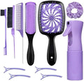 11-Piece Hair Brush Set with Detangling Brush and Hair Spray Bottle, Purple by Unknown
