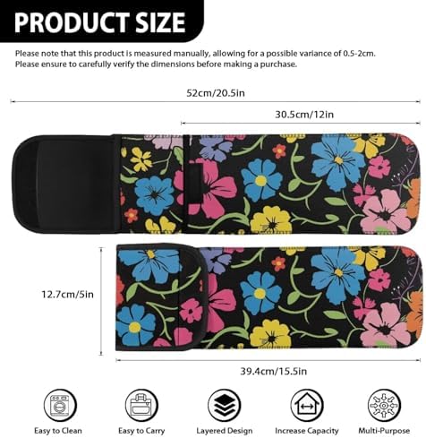 Flashideas Flower Print Flat Iron Case Curling Iron Organizers and Storage with Pocket Heat Resistant Neoprene Curling Iron Holder Universal Curling Iron Cover Sleeve Hot Tools Travel Bag - Image 6