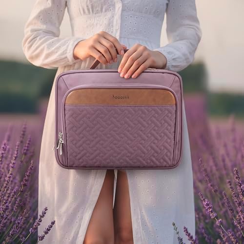 Travel Hanging Toiletry Bag for Women, Extra Large Makeup Bag, Holds Full-Size Shampoo, with Jewelry Organizer Compartment, Waterproof Cosmetic Bag, Toiletries Kit Set with Trolley Belt, Dark Purple - Image 2