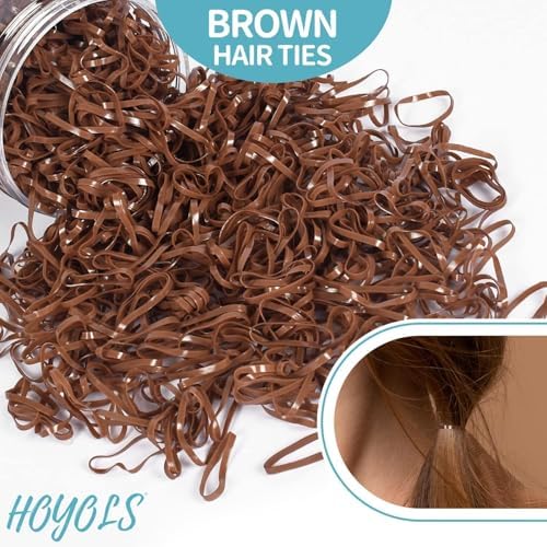 HOYOLS Brown Elastic Hair Ties, 1500 Pcs Mini Rubber Bands - Image 3