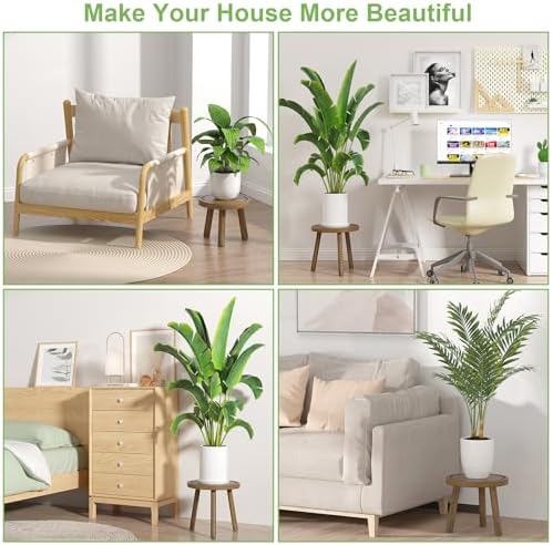 3-Pack Wood Plant Stands Indoor, Single Plant Stand for 6-12 Inch Pots, Mid-Century Modern Plant Stool, Tall Plant Stand for Large Plants for Living Room, Balcony, Office (Dark Gray) - Image 2