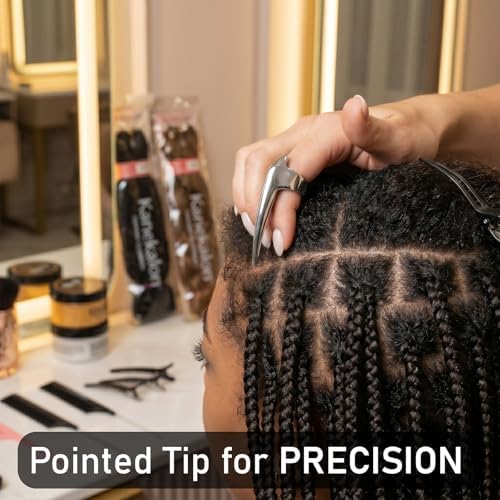 My Hair Tools Hair Parting & Sectioning Ring – Stainless Steel Finger Braiding Pick Tool for Dreadlocks, Wigs, Weaves, Hair Extensions – Quick Install Styling Tool for Salon & Home Use (Silver) - Image 6
