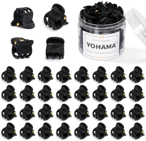 YOHAMA 36Pcs Small Hair Claw Clips Black Strong Mini Bangs Jaw for Women by YOHAMA