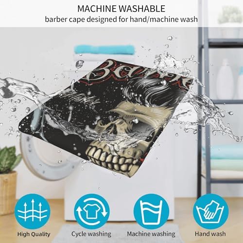 Funny Skull Barber Cape, Barber Pattern Hair Salon Haircut Gown, Hair Cutting Apron with Adjustable Closure, Professional Salon Cutting Barber Skirt for Barbershop - Image 6