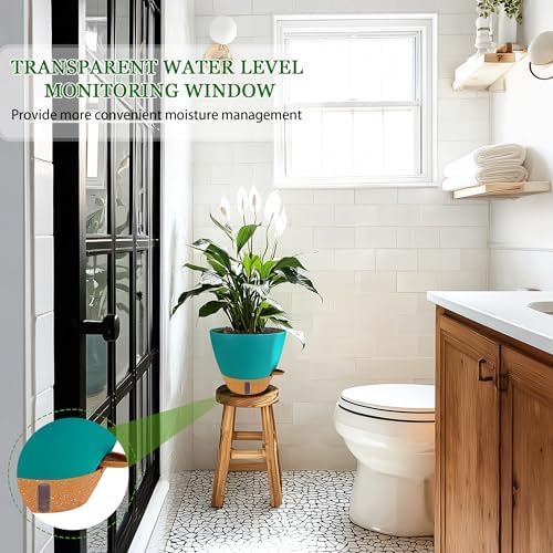 2 Pack 10 inch Plant Pots, Plastic Self Watering Planters - Image 5