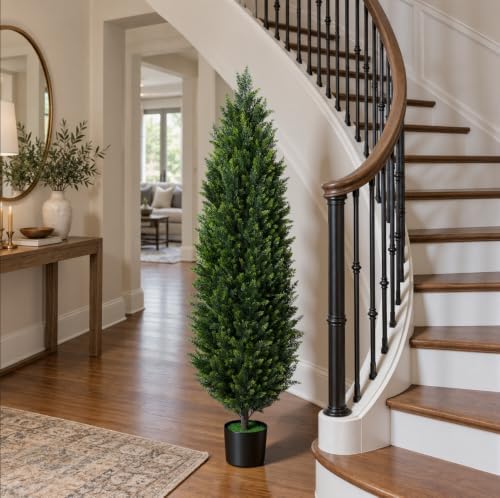 HyeFlora Artificial Cedar Tree 5 ft, Faux Topiary Shrubs Plant for Outdoor - Image 3