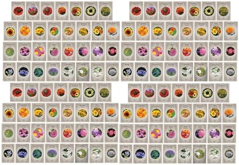 Set of 124 Premium Variety Flower Seed Packets - Heirloom Non-GMO and Proudly Sourced in the USA (124) by FreedomFarms