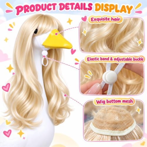 4Pcs Porch Goose Wigs Set Porch Goose Outfits Accessories for Outdoor Statue Accessories Garden Patio Yard Goosey Decoration (4PCS-C) - Image 6