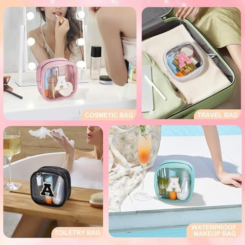 YOOLIFE Mini Initial Makeup Bag | Travel Toiletry Bag | Clear Makeup Bag | Travel Essentials Gifts for Women Teen Girlfriend Teacher Birthday Gifts | Clear Toiletry Bag Small Mini Cosmetic Bag Pink M - Image 5