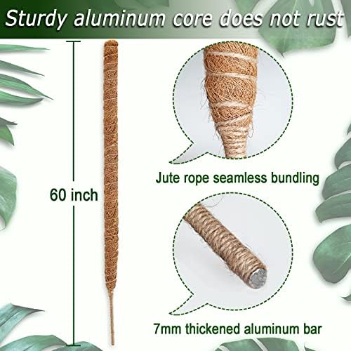 60 Inch Moss Pole for Plants Monstera, Tall Bendable Moss Poles for Climbing Plants Indoor, Large Handmade Plant Pole Sticks, Coco Coir Plant Support Stakes for Potted Plants, Pothos - Image 3