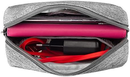 E-Tree Small Makeup Bag, Cosmetic Toiletry Skin Care Make up Little Items Pouch for Purse, Zipper Mini Tech Charger Cable Electronic Organizer Case, Travel Accessories for Women Men Teen, Grey - Image 5