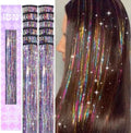 IDN BEAUTY Hair Tinsel Clip In Rainbow Sparkle Hair Extensions 24 Inch 12pcs by IDNBEAUTY