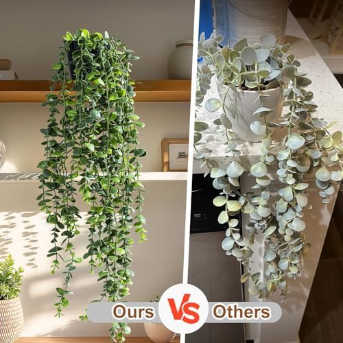 Artificial Hanging Plant 2 Pcs Faux Plant Ivy Vine Faux Eucalyptus Vines Fake Potted Greenery for Wall Living Room Home Shelf Office Bathroom Outdoor Indoor Decor (Type 7) - Image 3