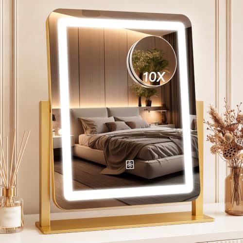CraftCraze Makeup Mirror with Lights Vanity Mirror Dimmable|15"x13" Gold by CraftCraze