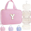 TOPEAST Travel Toiletry Bag for Women - Hanging Toiletry Bag Makeup Bag, Portable Toiletries Travel Bag and Cosmetic Bag Essentials - Letter Y, Pink by TOPEAST