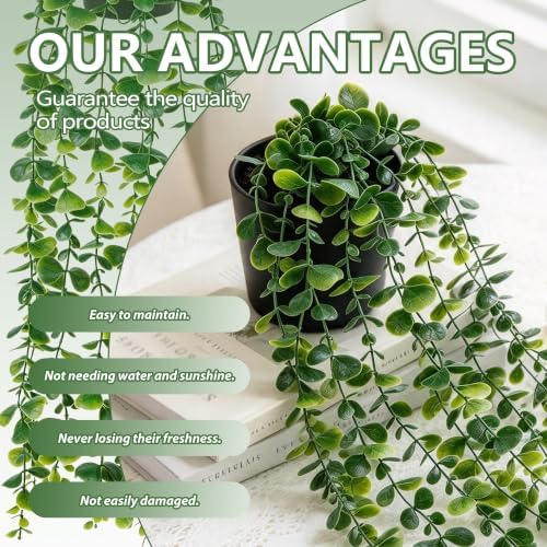 YAYUZEST 2pcs 24" Fake Hanging Eucalyptus Plant for Bathroom Wall Art Decor - Image 5