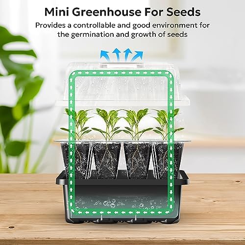 MIXC 10 Pack Seed Starter Tray, 120Cell Stater Kit with Humidity Dome Black - Image 4