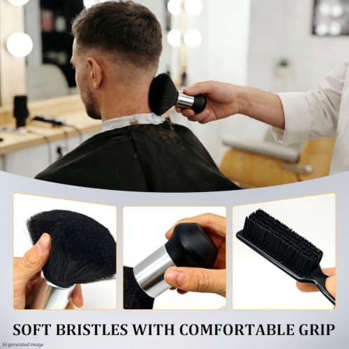 Barber Brush Set, 2 Piece Neck Duster and Clipper Cleaning Brush - Image 5