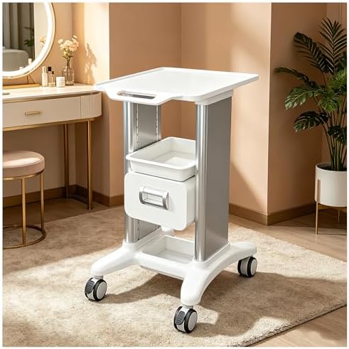 Medical Trolley Cart Mobile with Drawers, Hospital Ultrasound Cart with 4 Silent Swivel Wheels, Portable Medical Trolley Carts, 225 LBS Load, for Beauty, Salon, Clinic and Lab by Unknown