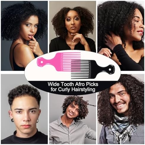 SIMPOR 2 Pcs Hair Pick Comb Wide Tooth Lift for Hair Styling Detangling, Plastic Afro Pick for Women Men, Fist Picks for Curly and Afro Hair - Image 3