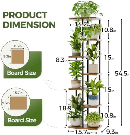 Bamworld Plant Stand 7 Tier Tall Shelf for Multiple Plants Brown - Image 4