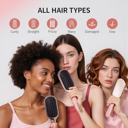 MELBANG Detangling Hair Brush for Women, Paddle Hairbrush for Wet & Dry Hair, Pain-Free Cushion Bristles for Thick, Curly, Long & Damaged Hair, No Pulling (Pink) - Image 6