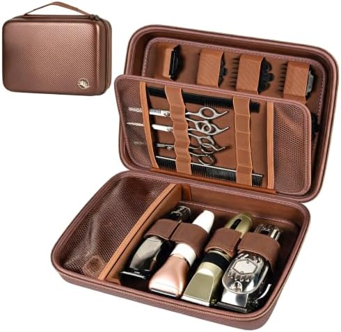 Boobowl Hard Travel Case for Hair Clippers, Hair Cutting Barber Supplies Organizer Bag, Trimmer Storage Holder for Ufree/for Wahl Men Razor Guard Grooming Kits -Box Only (Brown) by BOOBOWL