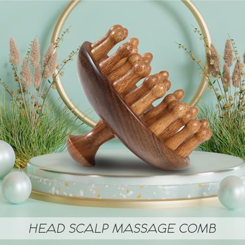 Wooden Scalp Massager for Hair & Scalp Care, Bamboo Scalp Massager Brush for Head Relaxation, Scalp Massage & Hair Oil Distribution, Natural Manual Massager for Face, Neck and Body - Image 2