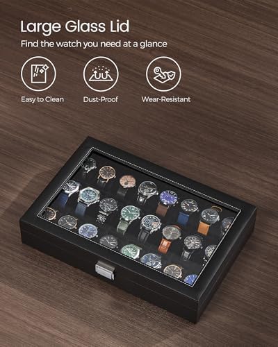 SONGMICS 24-Slot Watch Box, Watch Organizer with Glass Lid - Image 7