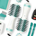 Dual Voltage Travel Hair Dryer Brush 4-IN-1 Portable Mini Hot Air Blow Dryer Straightener & Curler Brush, Titanium Round Blowout Styler Volumizer Tools, 110/240V US/EU/UK Plug for International Travel by MayAllDreamsRealizedEndingMisfortuneInAuspicious