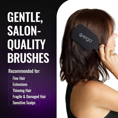 ERGO Super Gentle Large Paddle Brush for Blow Drying - Hair Brushes for Women with Thick or Thin Hair - Dual Hairbrush for Women - Detangler Hair Brush - Gently Detangles Curly or Wet Hair - ERG1000 - Image 2