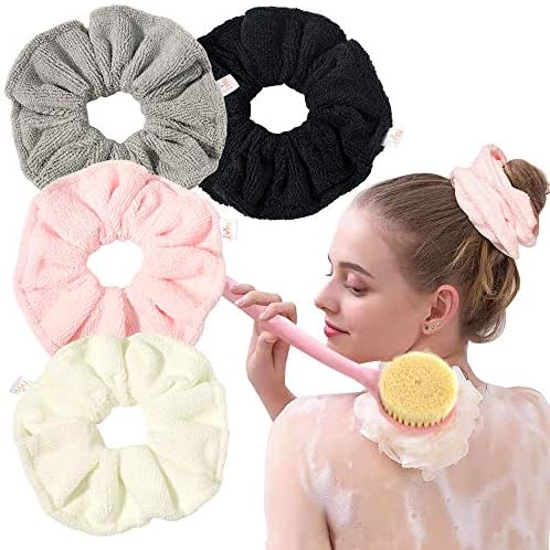 Ivyu Microfiber Hair Drying Scrunchies Towel Fiber Large Big Scrunchie for Curl Hair for Shower Wet Anti Frizz Hair Products Absorbent Fast Terry Cloth Sleep Scrunchy by Ivyu