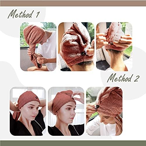 myHomeBody Hair Towel Wrap, Quick Drying Turban, Absorbent Cap – Cinnamon - Image 4