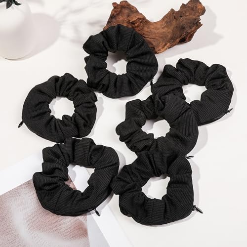 Pocket Scrunchies Holder Secret Hidden Compartment Items Velvet Hair Scrunchies Storage with Zipper Pocket for Women - Image 7