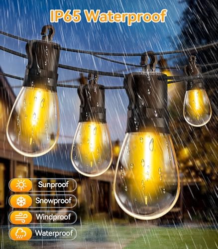 Outdoor String Lights Patio LED - Light Outside Waterproof S14 Porch Lighting Edison Plastic Bulb Pergola Hanging Balcony Connectable Backyard Yard Gazebo Party Garden Bistro 30M 100FT - Image 4