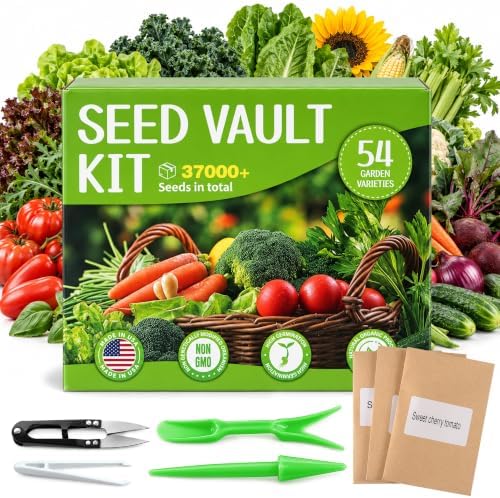 54 Premium Heirloom Garden Seed Collection, 30,000+ Non-GMO Vegetable & Fruit Seeds for Indoor, Outdoor & Hydroponic Gardening, Perfect Gardening Gift for Moms, Women & Plant Lovers by BuggyBeds