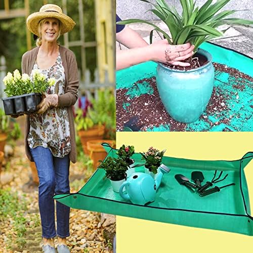 2 PCS Plant Repotting Mat for Indoor Plants, 43" X 29" Thickened Foldable Waterproof Plant Potting Tray and Mess Control, Portable Potting Mat Gardening Tray for House Plants Succulents, Extra Large - Image 5
