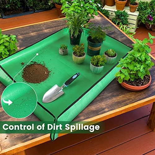 HNXTYAOB Extra Large Waterproof Potting Mat for Indoor Plants Transplanting and Dirt Control, Square Repotting Mat Portable Succulent Potting Tray Gardening Gift for Plant Lovers (39.5"x39.5") - Image 3