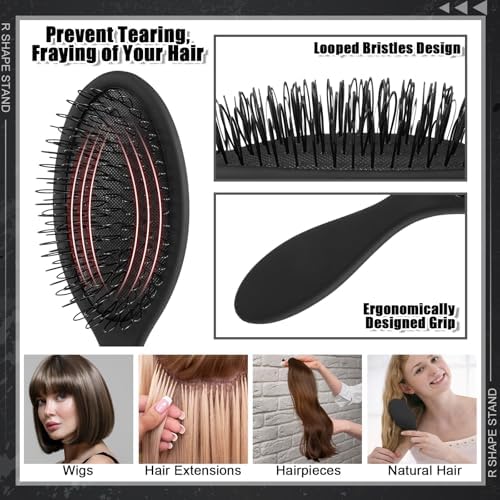 ProSuites 2 Pack Wig Head Stand with 3 PCS Wig Brush Comb, Travel Wig Holder Comb Set for Women Multiple Wigs - Image 5