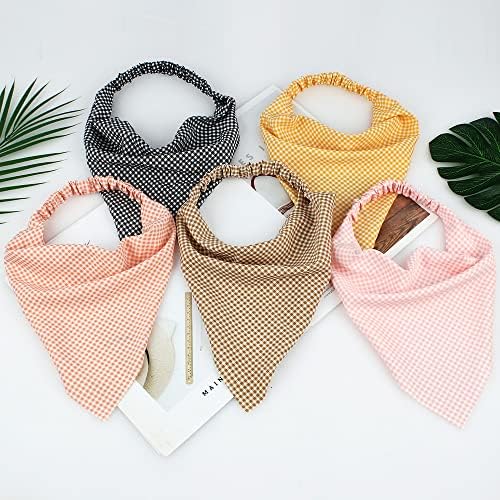 TOBATOBA Lattice Hair Scarf Headband 5 Pcs for Women Girls - Chiffon Head Kerchief Elastic Bandana Hair Accessories - Image 7