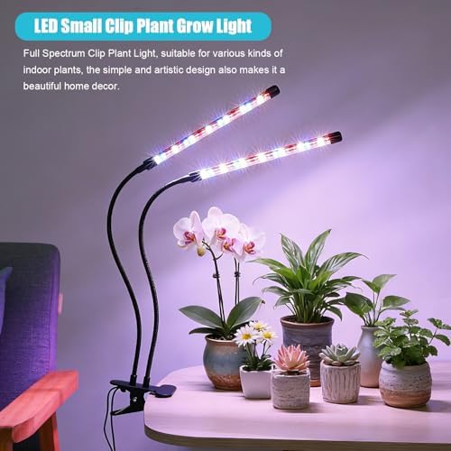 Grow Light for Indoor Plant, Full Spectrum Clip Plant Lamp with Red, Blue, White Light, Plant Growing Light with Adjustable Gooseneck, 4/8/12/18H Timer, 10 Brightness Levels, 3 Lighting Modes, 2 Pack - Image 7