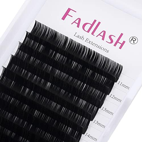 Lash Extension 0.15 Classic Eyelash Extensions J/B/C/CC/D/DD/LC/LD Curl Lash Extensions Individual Lash Extensions Mixed Length 11-19mm Professional Salon Use (0.15-D, 11-19mm) by FADLASH