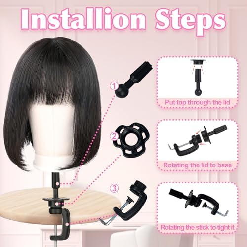 22 Inch Wig Head Mannequin Head for Wigs, Wig Stand with Head for Hair Styling Practice Display Wigs Making Tripod Stand with T Pins Set - Image 5