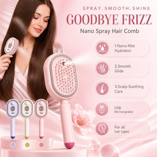 Electric Spray Air Cushion Massage Comb,Self-Cleaning Detangler Brush 5-in1 - Image 2