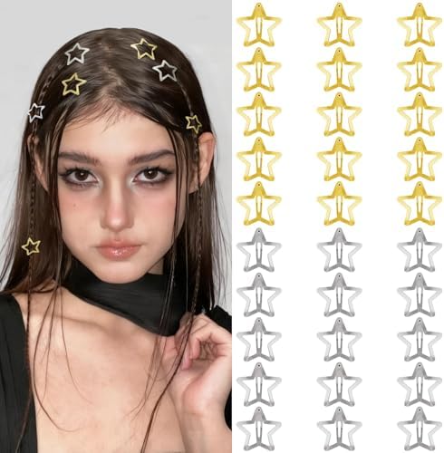 VIBILIA Star Hair Clips Y2K Metal Hair Accessories-30 PCS 1.18"，Gold Silver by VIBILIA
