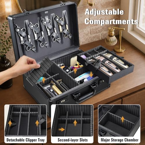 Yueieoun Barber Accessory Case Professional Barbers Briefcase Tool Case - Image 4